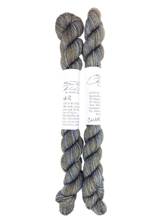Blackbird Sycamore Fingering Mini Skein color gray and brown