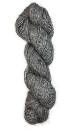 Handspun skein of Angora and Wool Yarn color grey