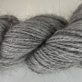 Handspun skein of Angora and Wool Yarn color grey