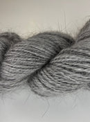 Handspun skein of Angora and Wool Yarn color grey