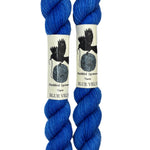Mini Skeins of Hand Dyed yarn in the color bright blue