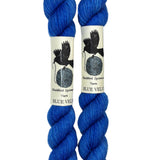 Mini Skeins of Hand Dyed yarn in the color bright blue