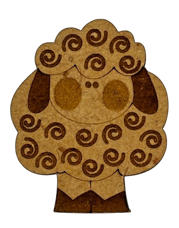 Wooden magnetic needle minder with decorative etching