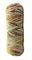 Green, red, yellow, orange speckled skein of yarn