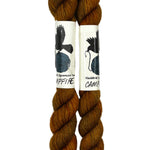 Mini Skeins of Hand Dyed yarn in the color burnt brown orange