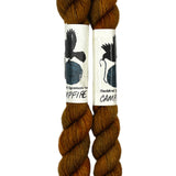 Mini Skeins of Hand Dyed yarn in the color burnt brown orange