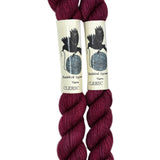 Mini Skeins of Hand Dyed yarn in the color deep burgundy