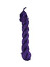 Purple skein of wool yarn on a white background