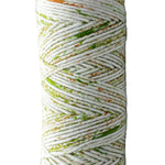 Green, orange speckled skein of yarn 