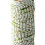 Green, orange speckled skein of yarn 