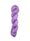 Purple skein of yarn on a light wooden surface