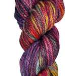 Skein of Malabrigo Chunky Yarn in the colors red orange yellow green blue purple