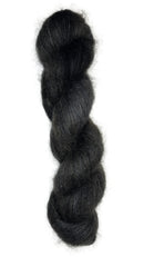 Skein of hand dyed mohair silk in the color black