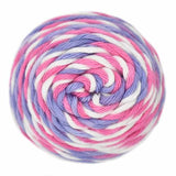 Pink, Purple, White striped skein of yarn