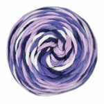 White, purple, Navy striped skein of yarn