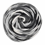 Black, Grey, White striped skein of yarn