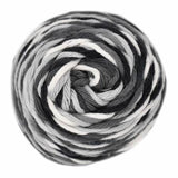 Black, Grey, White striped skein of yarn
