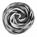 Black, Grey, White striped skein of yarn