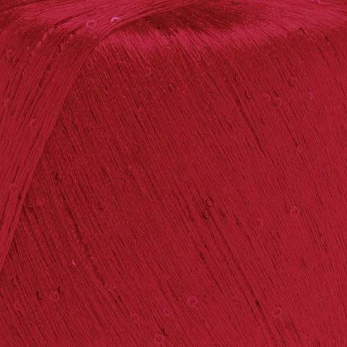 Close-up of a bright red Paillettes yarn