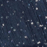 Close-up of a dark navy, almost black, Paillettes yarn