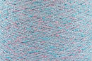 Close-up of Pink-Blue White, a white base yarn with light pink and blue sparkles