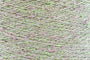 Close-up of Green-Pink White, a white base yarn with light green and pink sparkles