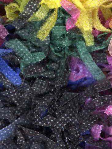 Euro Yarns Puff yarn color black yellow green and blue