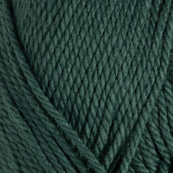 Close-up of dark green yarn with a textured pattern