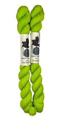 Mini Skeins of Hand Dyed yarn in the color bright green