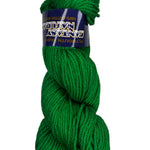 A skein of cotton yarn in the color green