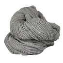 Light grey skein of fingering weight wool yarn 