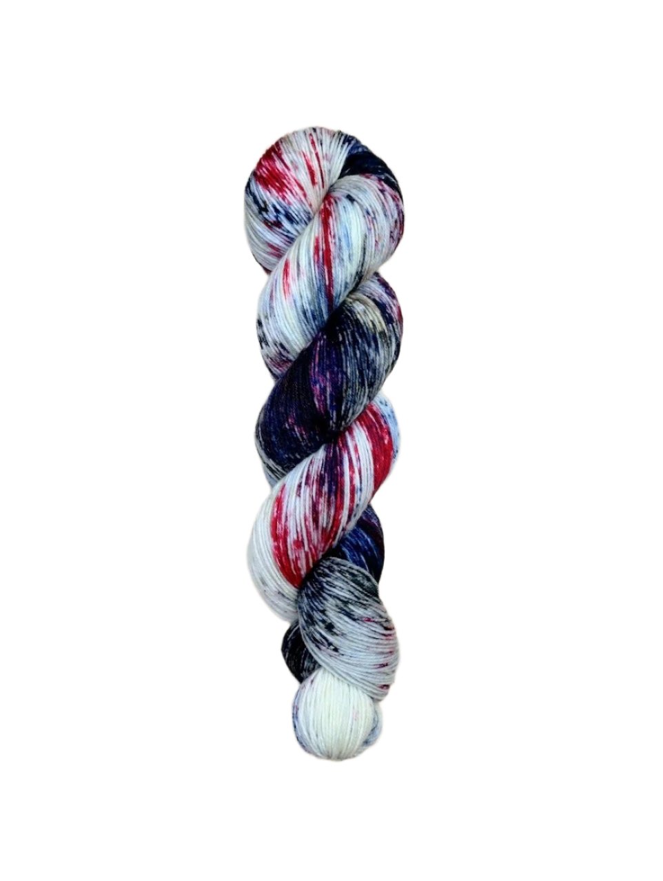 Blackbird Sycamore Fingering Mini Skein Yarn Color white blue red black speckles