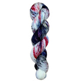 Blackbird Sycamore Fingering Mini Skein Yarn Color white blue red black speckles