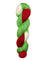 A skein of hand-dyed fingering/sock yarn color white red green