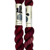 Mini Skeins of Hand Dyed yarn in the color red off white black