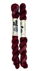 Mini Skeins of Hand Dyed yarn in the color red off white black
