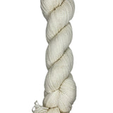 A skein of Mountain Meadow Wool Yarn in the color natural