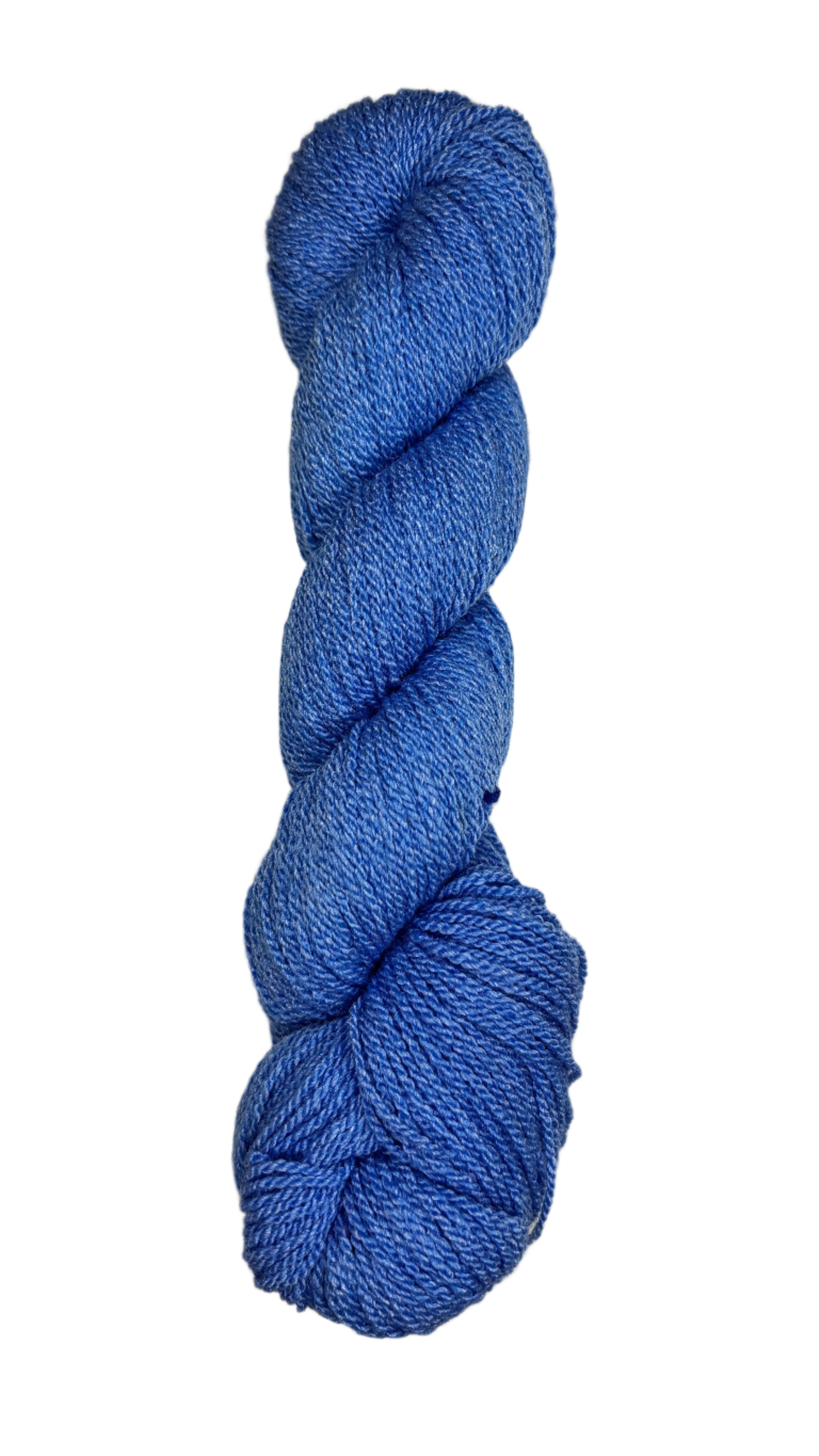A skein of Mountain Meadow Wool Yarn in the color sky blue
