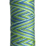 Green, Blue, Navy striped skein of yarn