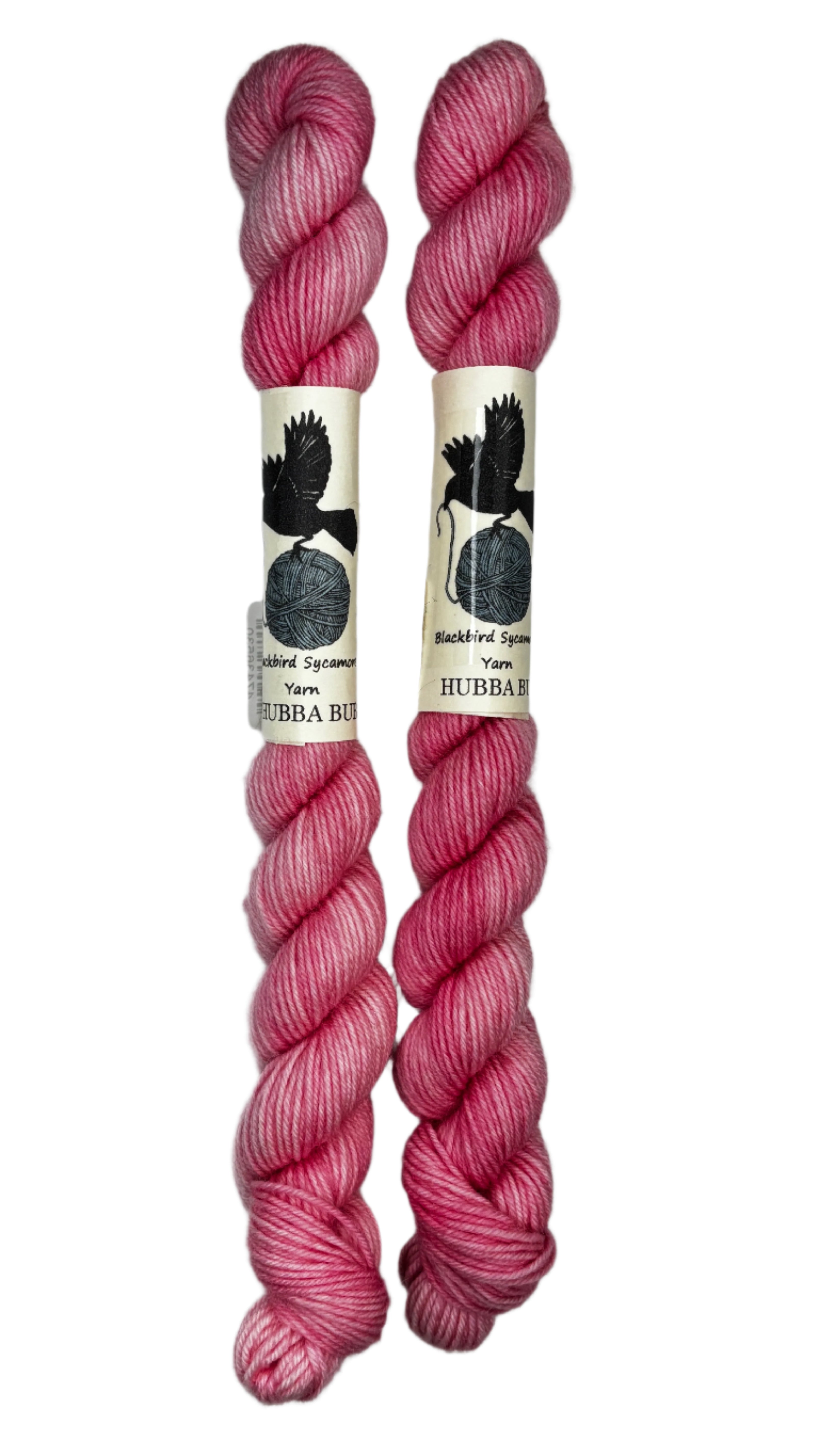 Mini Skeins of Hand Dyed yarn in the color bubblegum pink