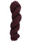 Wine colored skein of mountain meadow wool yarn on a white background