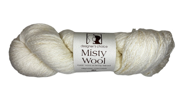 Skein of white yarn on a white background