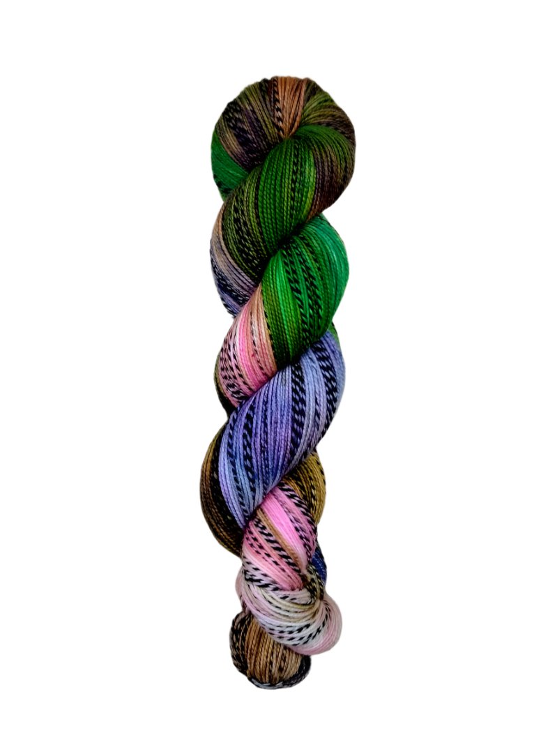 Multi colored yarn on a zebra base