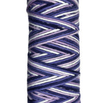 White, purple, Navy striped skein of yarn