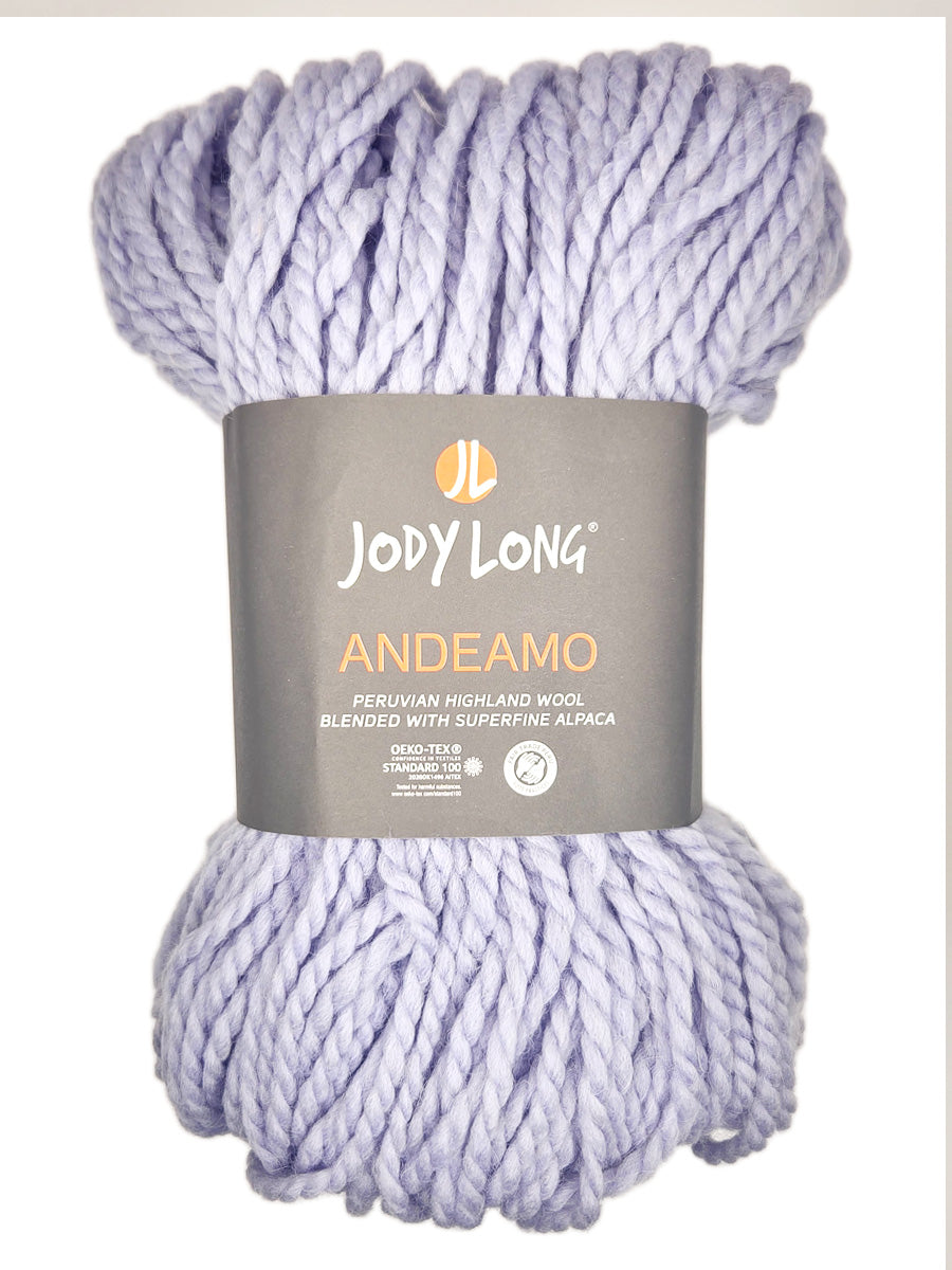 Skein of Jody Long Andeamo Yarn color light blue