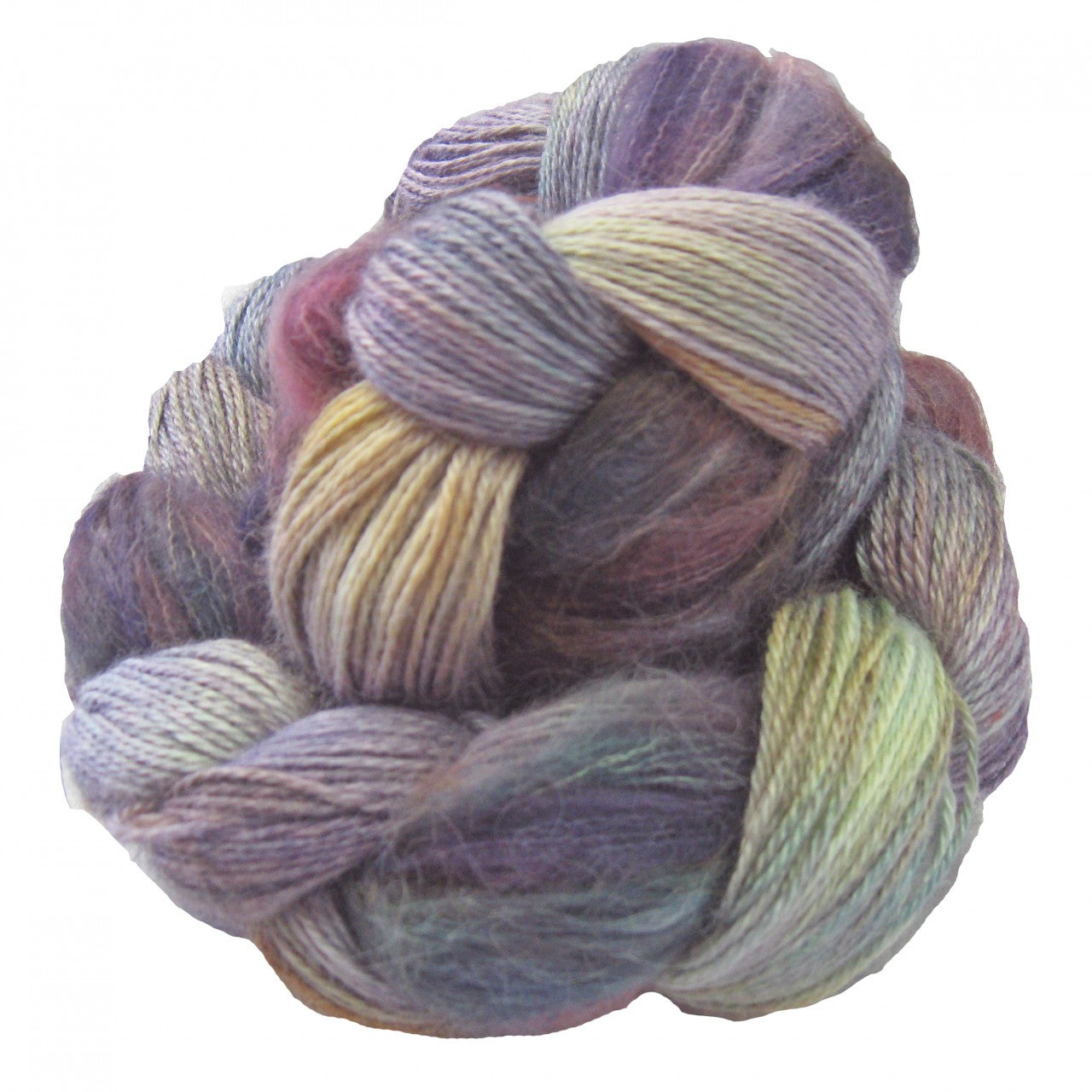 Muted rainbow skein of yarn