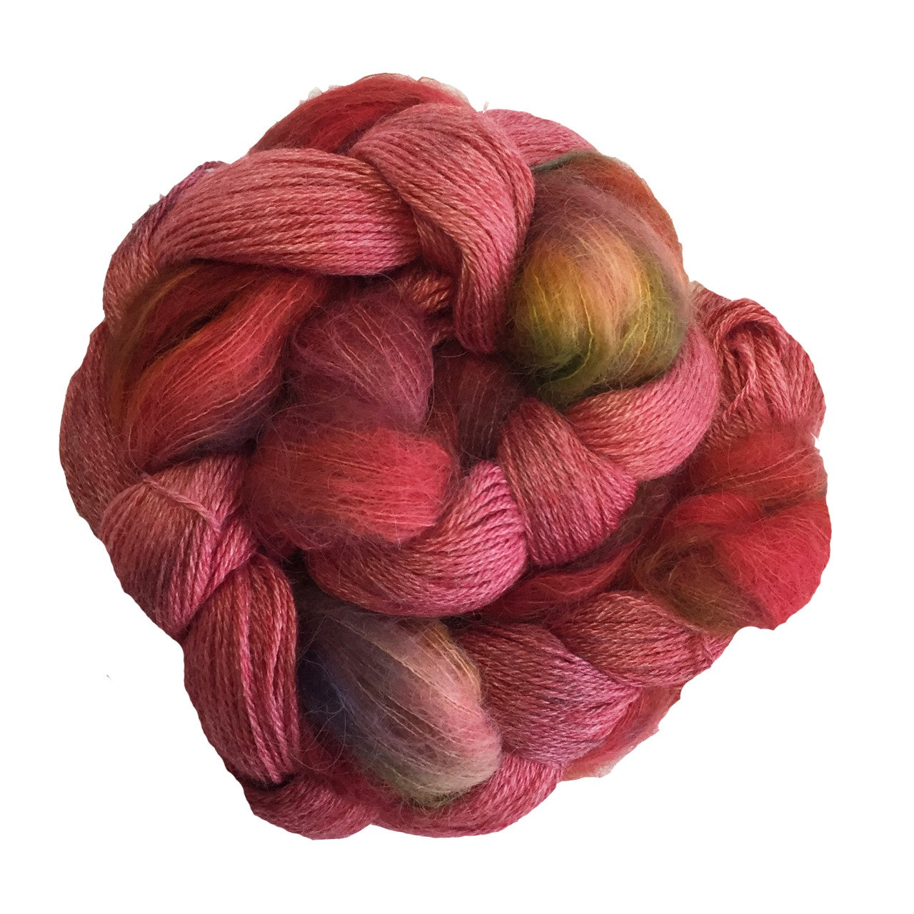 Red, pink skein of yarn