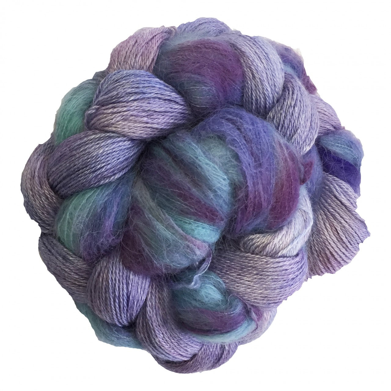 Purple, teal, blue skein of yarn skein of yarn