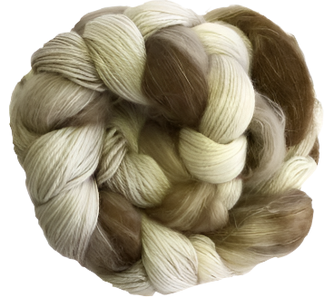 White and brown skein of yarn