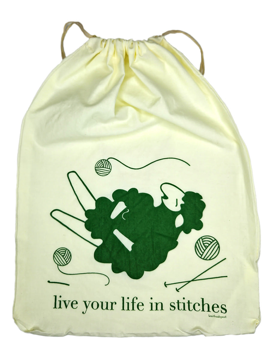 Knitbaahpurl Large Project Bag Live your life in stitches